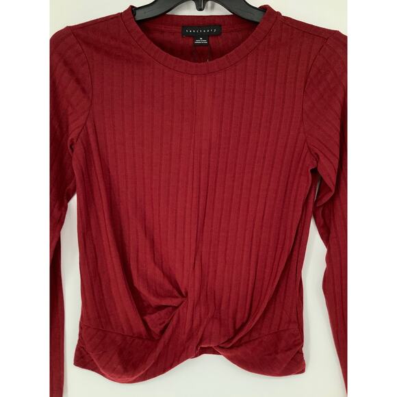 Sanctuary Women's Medium Red The It Girl Ribbed Knit Crop Top Twist Front G4-9 - Picture 4 of 11